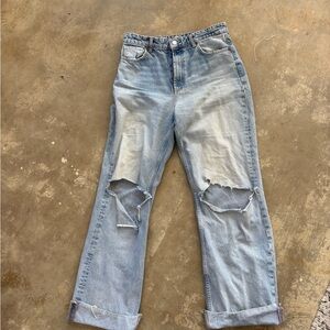 Zara Light Blue Distressed Boyfriend Jeans